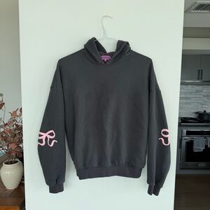 Edikted Women’s Small Bonney Bow Detail Hoodie Dark Grey